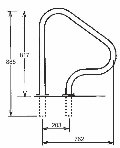 Žebříkové madlo 780mm s pouzdrem a rozetou
